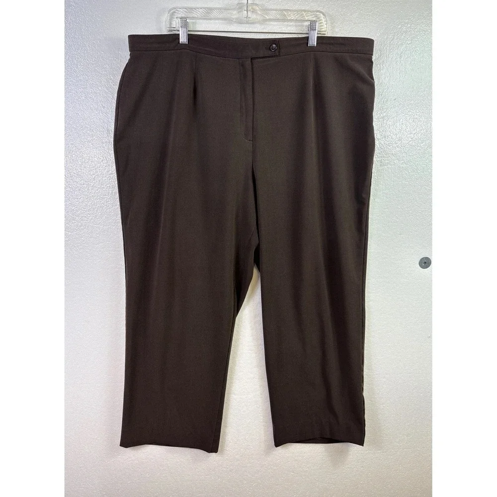 JM Collection‎ Dress Pants Women 22 Stretch Brown Been Hemmed Straight High rise